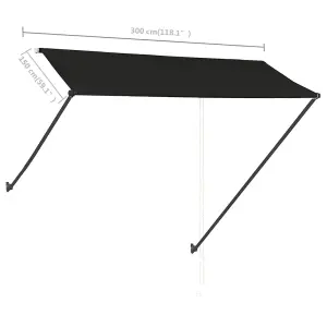 Berkfield Retractable Awning with LED 300x150 cm Anthracite