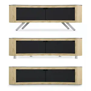 AVF Affinity Bay Plus 1.5m Curved TV Stand, for TVs up to 70" - Whitewashed Oak