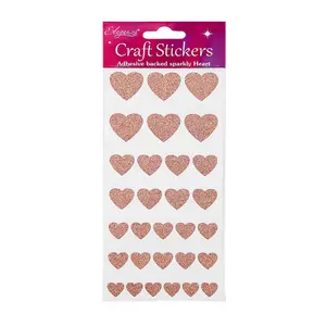 Eleganza Glitter Hearts Stickers (Pack of 30) Rose Gold (One Size)