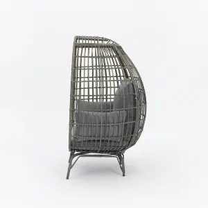 Antalya Egg Chair with Grey Cushions, Dark Grey