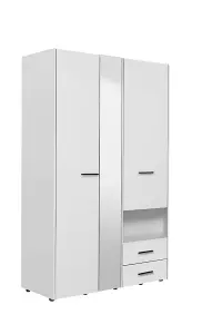 Limone White 3 Door Wardrobe with Mirror and Drawers