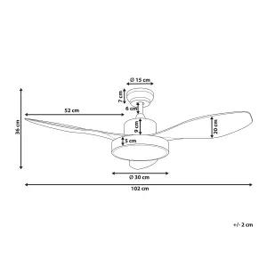 Ceiling Fan with Light Silver with Light Wood BANDERAS