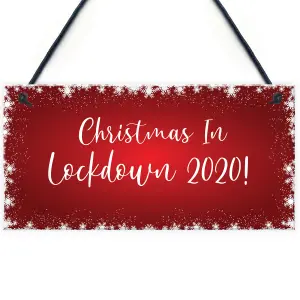 Christmas In Lockdown 2020 Sign Hanging Christmas Sign Decoration Family Gift