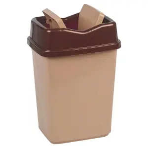 URBNLIVING 5L Cappuccino Colour Plastic Waste Recycling Bin With Butterfly Lid for Kitchen or Office