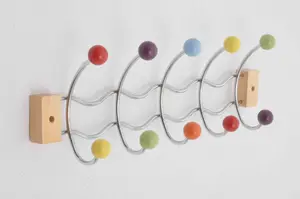 Deluxe Wall-Mounted Hook/Coat Hanger-10 Hooks.Multi-Color Ceramic Balls