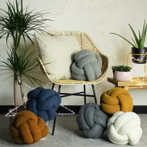 furn. Boucle Knotted Fleece Ready Filled Cushion