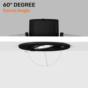 paul russells LED Downlight Black Tilt Recessed Ceiling Spotlight  4.8W 440 Lumens, IP44, Colour Changeable CCT3 Pack of 6