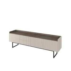 Elegant Sand Beige & Oak Lago 6 TV Cabinet W1920mm H860mm D400mm - Ample Storage, Modern Design