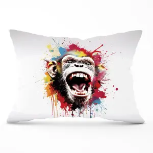 Coloured Splashart Crazy Monkey Face Cushions 33cm x 48cm