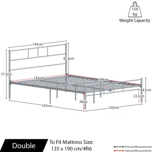 Vida Designs Dorset Silver 4ft6 Double Bed Frame