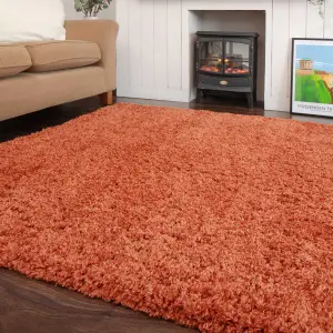 Orange Terracotta Thick Soft Shaggy Runner Rug 60x240cm