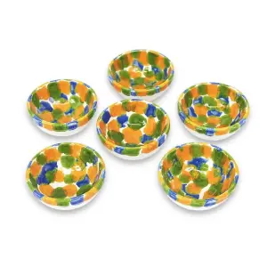 Petalo Hand Painted Ceramic Tapas Bowls in Blue Set of 6 x 12cm