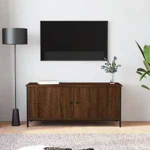 Berkfield TV Cabinet with Doors Brown Oak 102x35x45 cm Engineered Wood