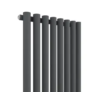 Right Radiators 1600x545 mm Single Vertical Round Column Style Designer Radiator Heated Rads Anthracite