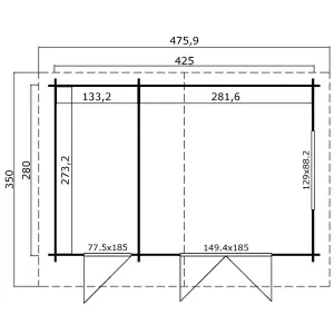 Lasita Osland Keila 34 Two Room Log Cabin - 4.25m x 2.8m - with Side Store