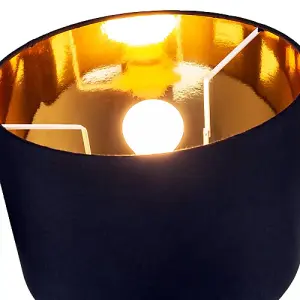 Contemporary Black Cotton 10 Table/Pendant Lamp Shade with Shiny Golden Inner