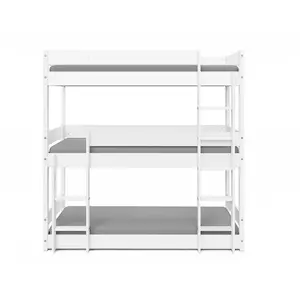 Kansas Single (3') Triple Sleeper Bunk Bunk Bed White