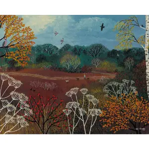 Jo Grundy Autumn Walk Canvas Print Multicoloured (40cm x 50cm)