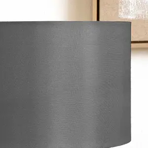 35cm Steel Grey Silk Lined Cylinder Lampshade