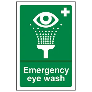 Emergency Eyewash Safe Condition Sign - Adhesive Vinyl 100x150mm (x3)