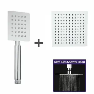 Nes Home 200mm Square Shower Head and Handset Chrome