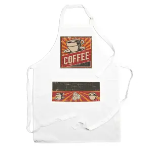 Purely Home Retro Drinks Apron - 1950s Diner Style Coffee Themed Cooking & Baking Gift