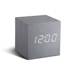 Sleek & Chic Modern Digital Wood Electric Alarm Tabletop Clock Aluminium/White