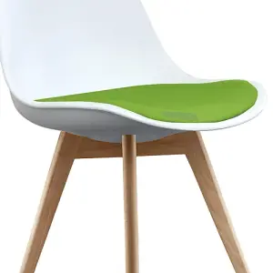 Soho White & Green Plastic Dining Chair with Squared Light Wood Legs