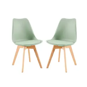 Nero Upholstered Dining Chair (Set of 2) Tea Green / Oak