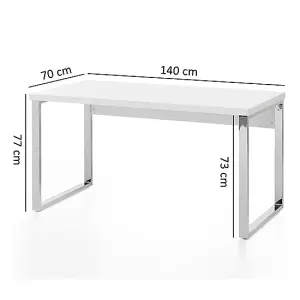 Sydney High Gloss Laptop Desk In White And Chrome Frame