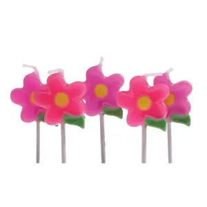 Culpitt Flowers Birthday Pick Candles (Pack of 5) Pink/Purple/Green (One Size)