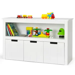 Costway 3 Drawer Storage Cabinet Wooden Bookshelf Display Rack Kids Toy Organizer Table