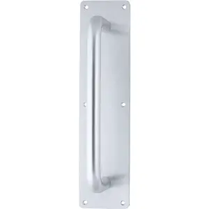 EAI Pull Handle On Plate 300x19mm Pull on 375x75x3mm Plate - SAA Satin Aluminium