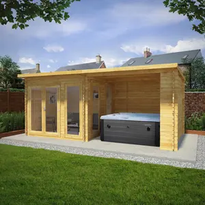 Mercia 20ft x 10ft Studio Pent Log Cabin With Patio Area (28mm)