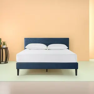 Colton Bluff Upholstered Bed Frame with Headboard Blue / Super King (6')