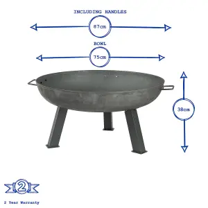 Harbour Housewares - Cast Iron Garden Fire Pit - 75cm - Grey