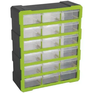 18 Drawer Parts Storage Cabinet - Green - Wall Mounted or Freestanding