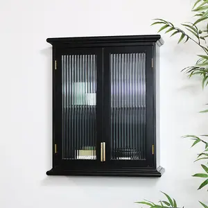 Melody Maison Black Reeded Glass Wall Cabinet