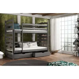 Teme Single (3') Bunk Bed with Drawers Graphite