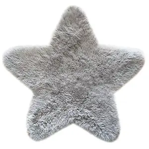 Children's Grey Star Fur effect Small Rug, (L)7cm x (W)70cm