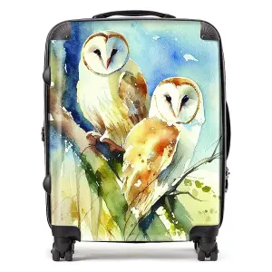 Barn Owls Watercolour Suitcase - Large