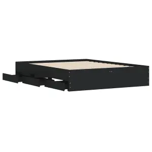 Berkfield Bed Frame with Drawers without Mattress Black 150x200 cm King Size