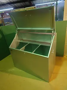 3 compartment Galavanised steel sloped front storage bin