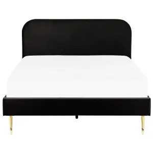 Velvet EU Double Size Bed Black FLAYAT