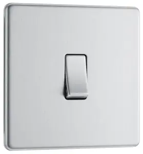 GoodHome Brushed Steel 20A 2 way 1 gang Light Screwless Switch