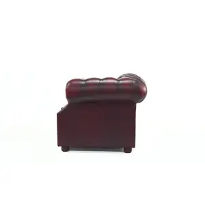 Chesterfield 4 Seater Antique Oxblood Red Real Leather Sofa Bespoke In Buckingham Style