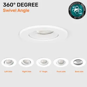 paul russells LED Downlight White Non-Dimmable Tilt Recessed Ceiling Spotlight 4.8W 400 Lumens IP44 Warm White 3000K Pack of 1