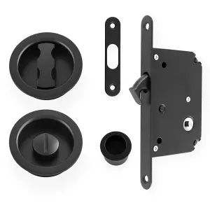 Alexander & Wilks Radius Sliding Door Lock Set - Black