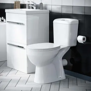 Nes Home 1700mm Bath, Close Coupled Toilet & 500 mm 2 Drawer Vanity Basin Cabinet