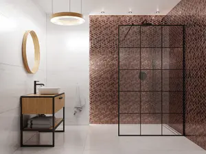 Glass mosaic on mesh for bathroom or kitchen 263mm x 303mm - Copper Wood